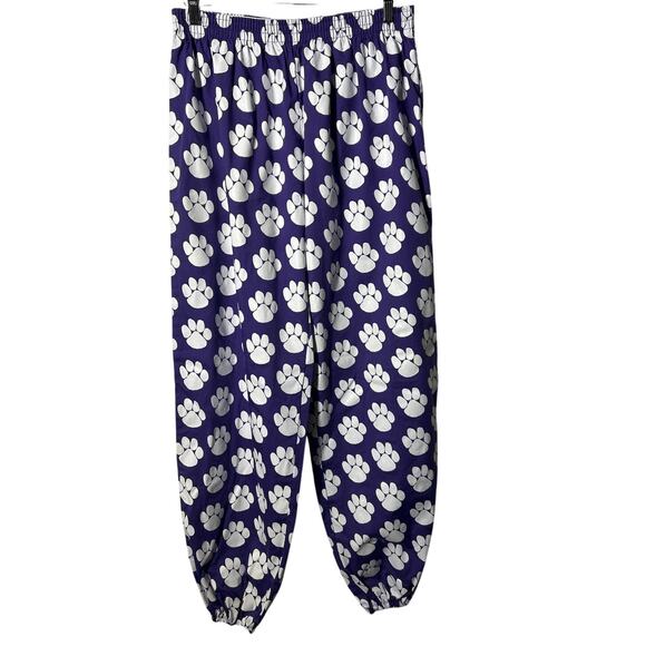 Unbranded Pants - Paw Print Pants XL Purple White Joggers Made in USA Wildcats Tigers Bears Dogs